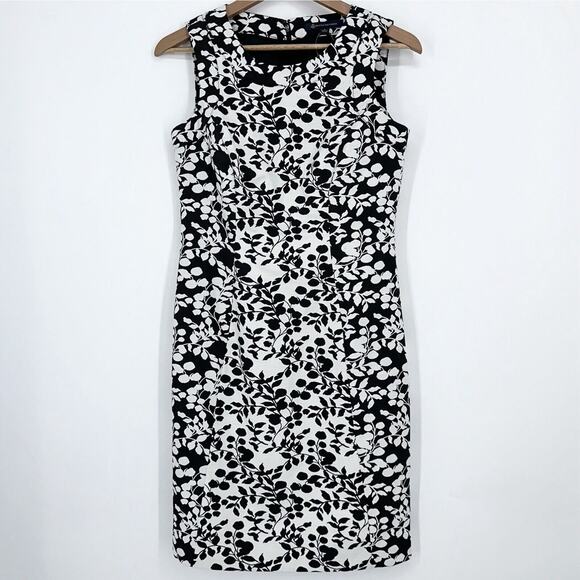 NWT Brooks Brothers Floral Botanical Sleeveless Sheath Dress Sz 4 Fitted Black - Picture 1 of 11